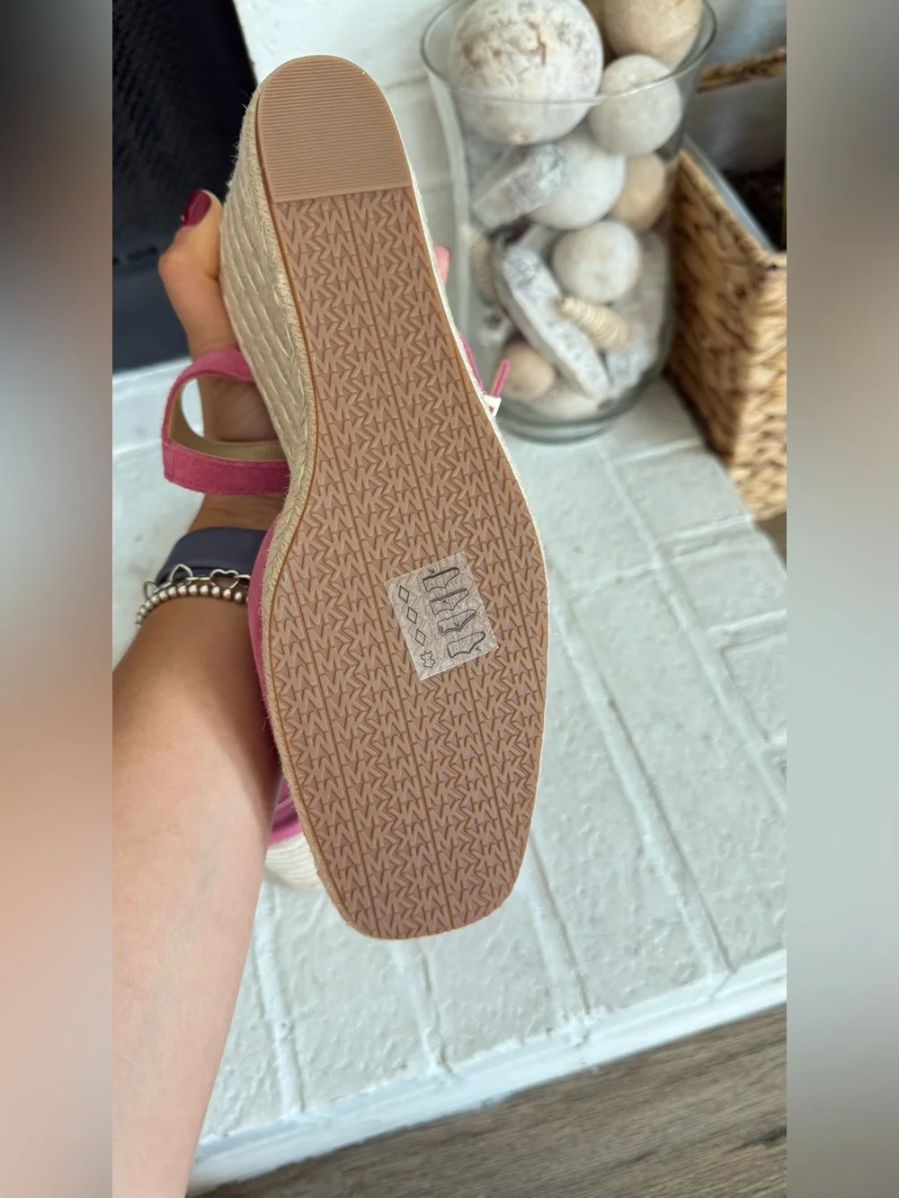 MICHAEL Michael Kors Pink Suede Espadrille Wedge Slingback Shoes Size 9.5M NWOT